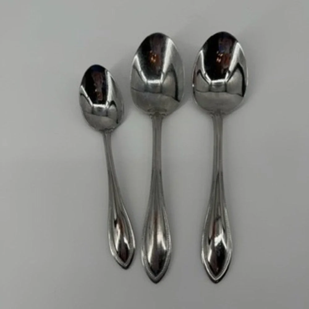 Oneida Arbor American Harmony‎ Stainless Steel Spoons Set of 3 Beaded Flatware